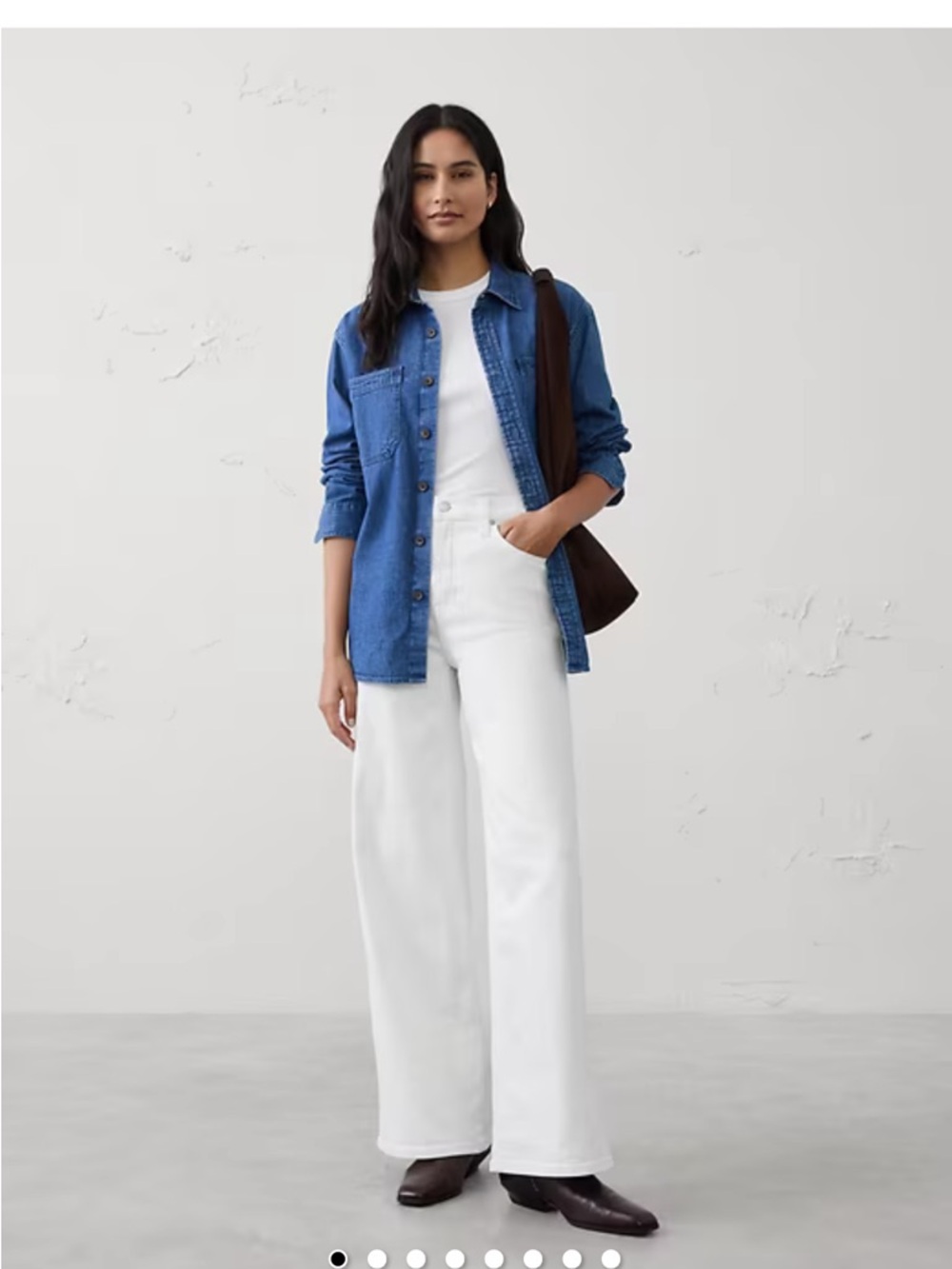 Banana Republic White High-Rise Wide-Leg Jeans